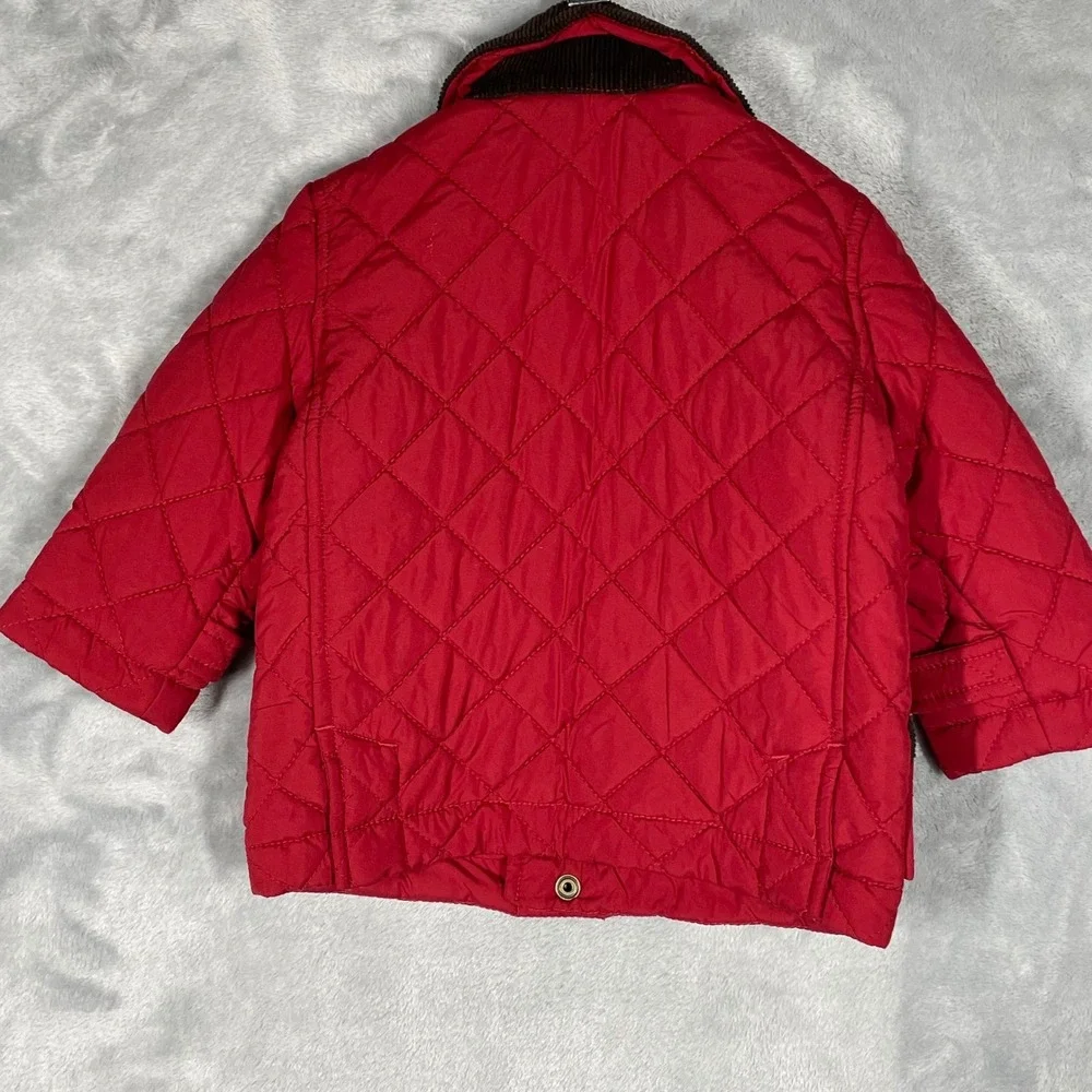 Ralph Lauren Quilted Barn Jacket Red Corduroy Collar Baby Toddler 6M